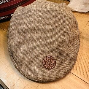 Men's Medium Patrick Francis Ireland Brown Tweed Newsboy Cap Hat